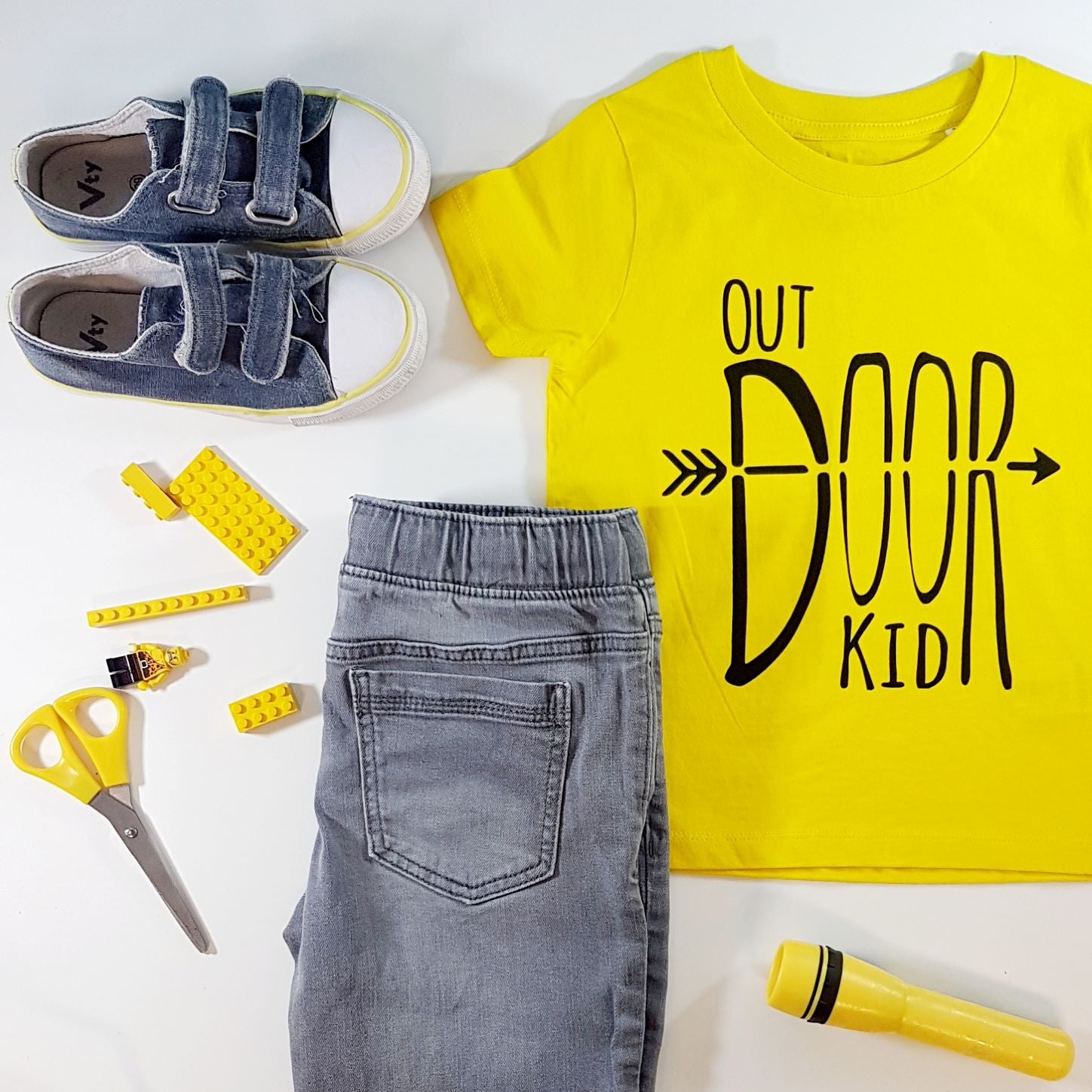 Kinder T-Shirt "Outdoor Kid" - gelb